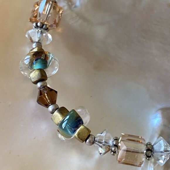 Sterling silver & crystal bead bracelet - Picture 2 of 4